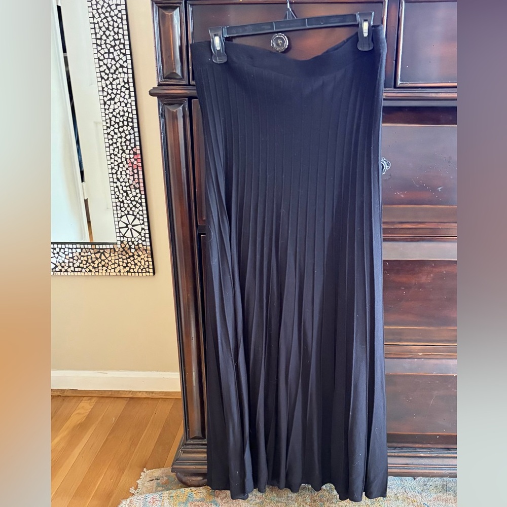 ZoZo sz L Black Pleated Maxi Skirt - Elegant Everyday Style elastic waist